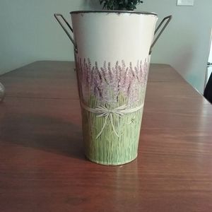 Flower tin bucket wrapped bee & lavender print